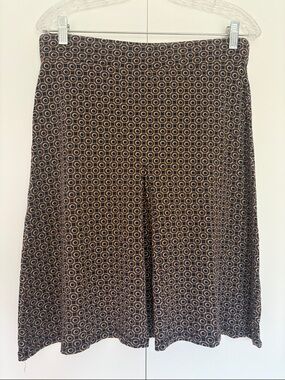 Boden jersey skirt with a brown and blue patterned design 12R